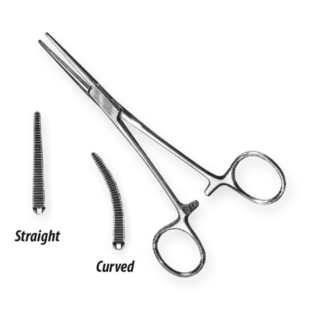 Crile hemostatic forceps with curved fully serrated jaws at full size