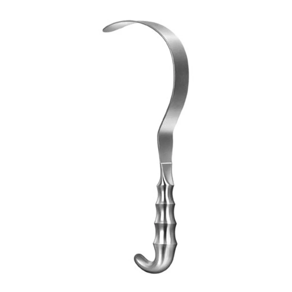 Deaver retractor with long curved blade and grip handle for deep abdominal retraction