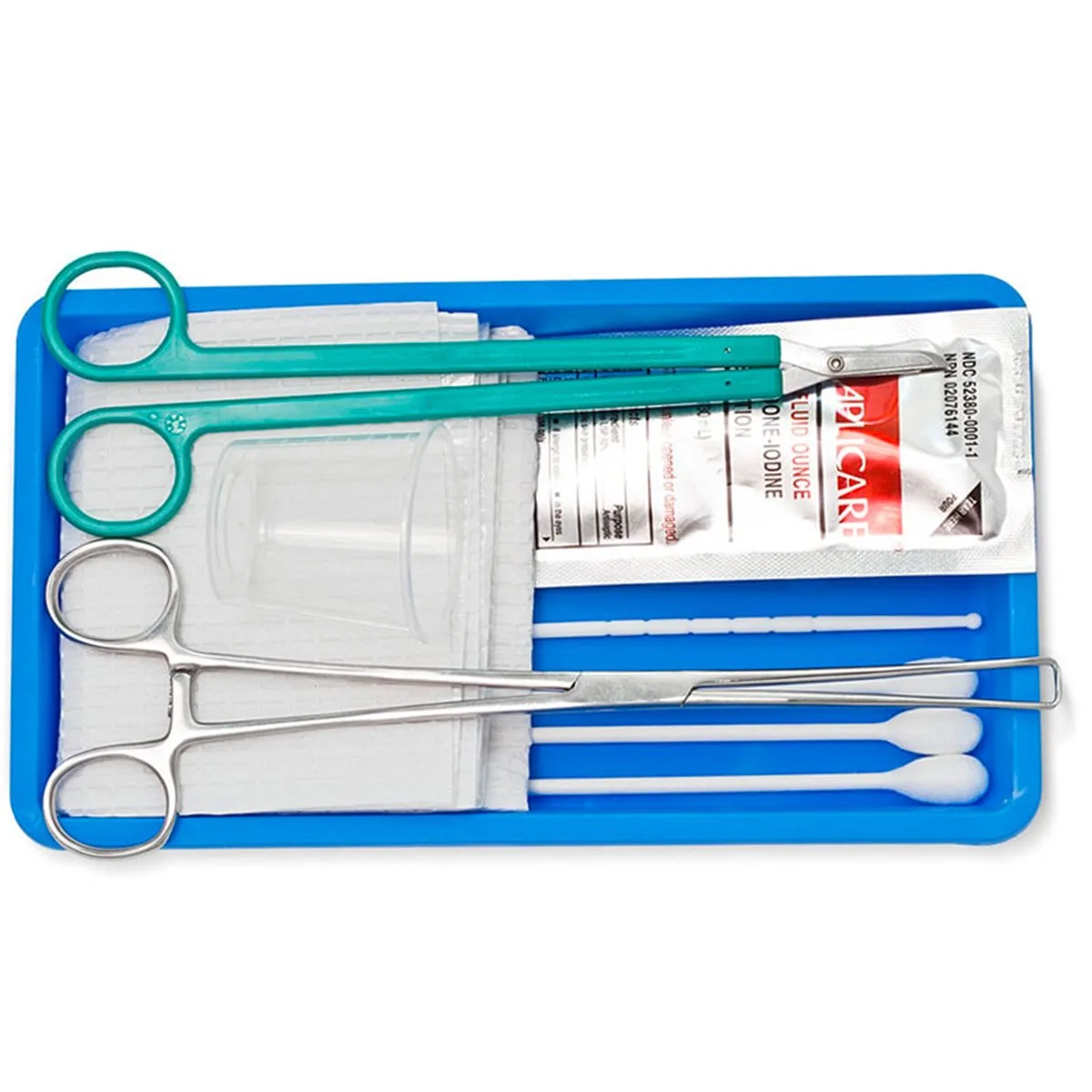 Procedure kit box with labelled components packed for private label supply