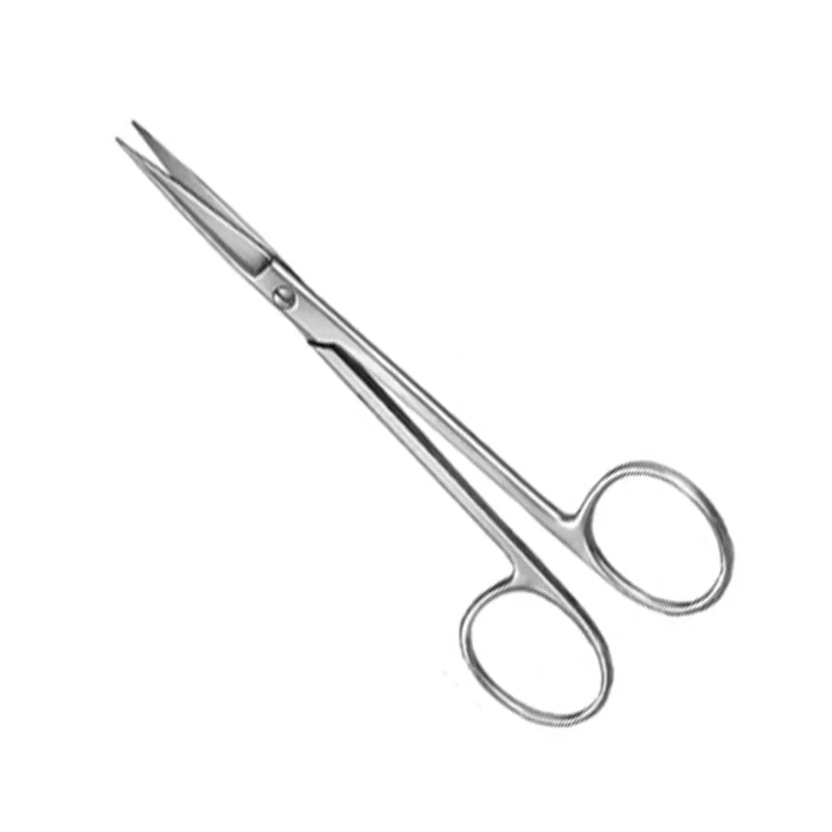 Small iris scissors with slender pointed blades for fine precision cutting