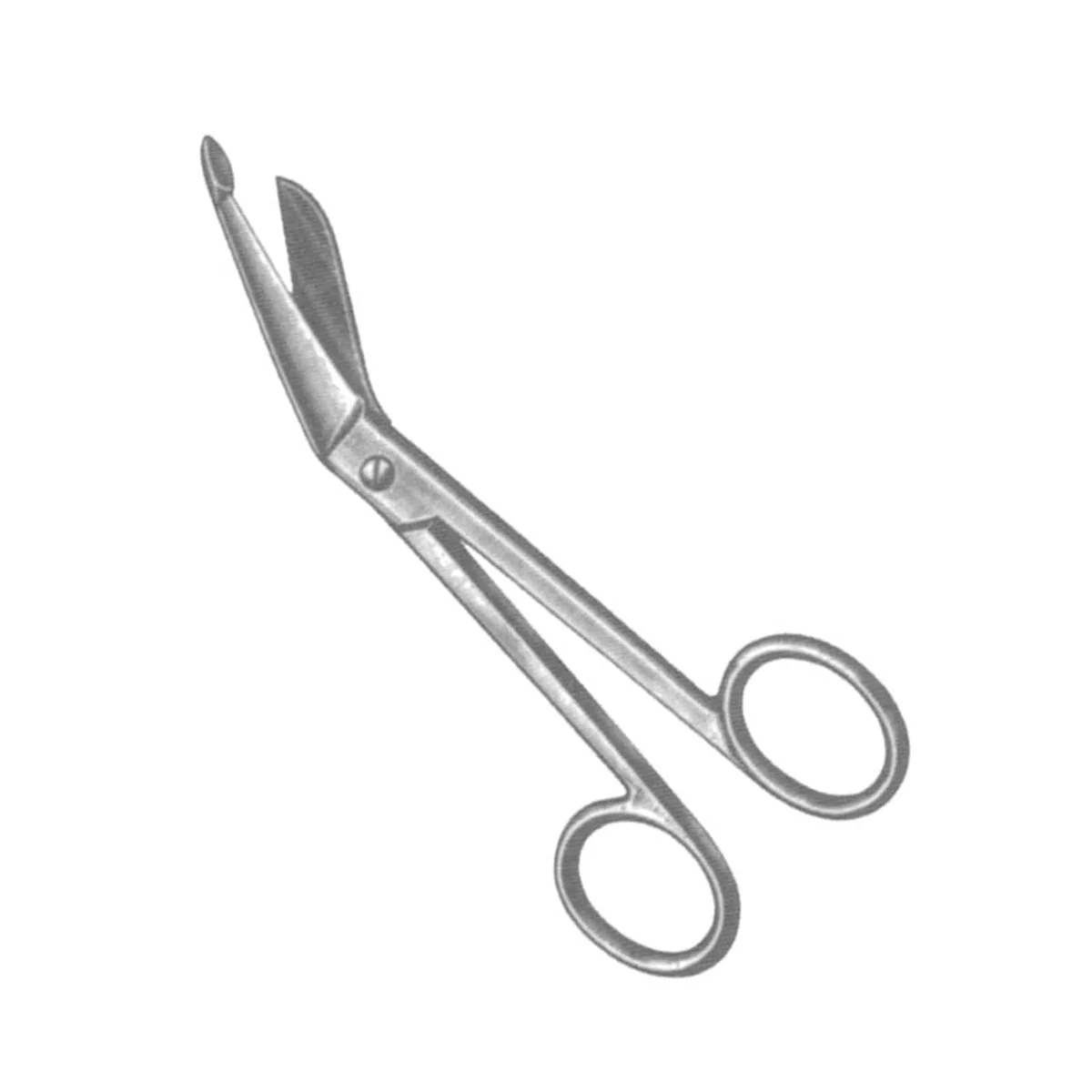 Lister bandage scissors with blunt lower blade tip for cutting dressings against skin