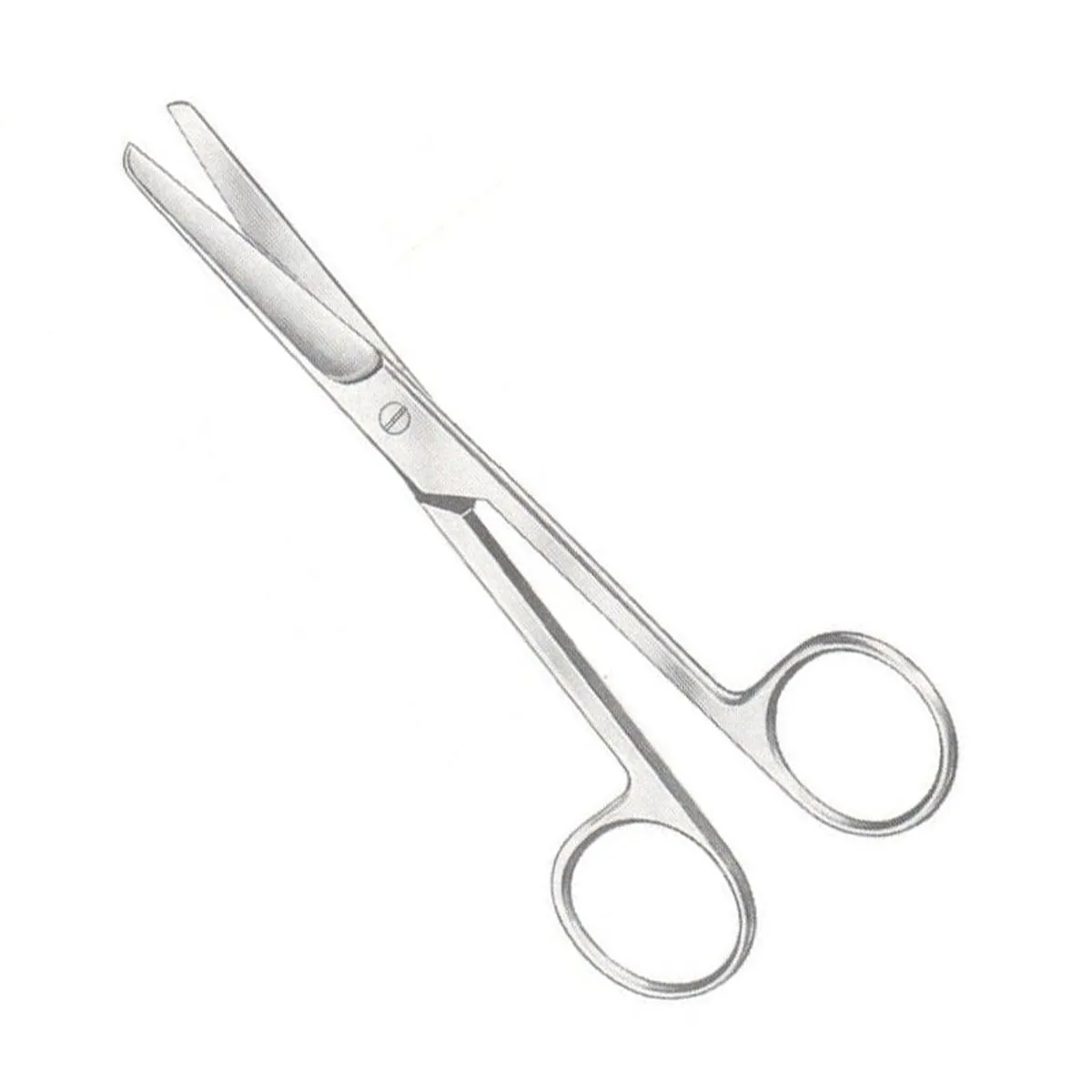 Straight operating scissors with ring handles for general utility cutting