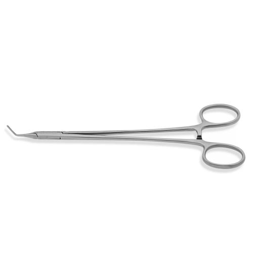Forceps Clamps 60 Angled Very Fine Serrated Jaws Ring Handle Ratchet Stainless Steel 7 18cm